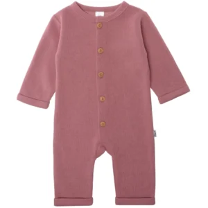 Ribgebreide overall in rozenhout